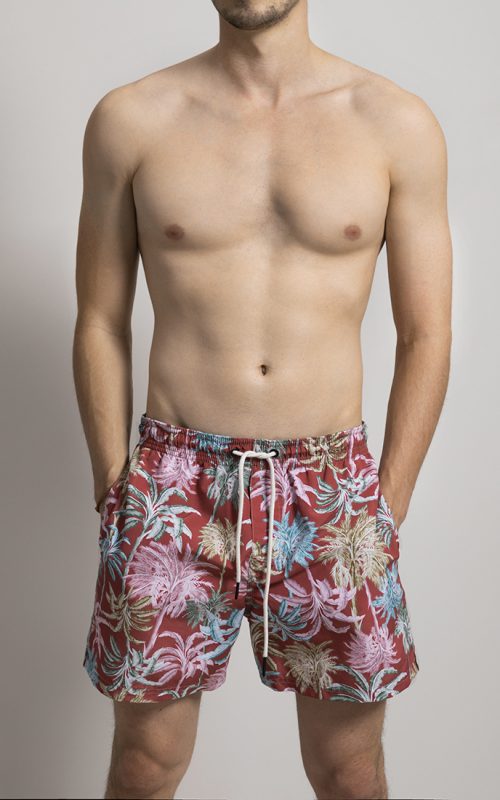 Long Swim Shorts Palms Print